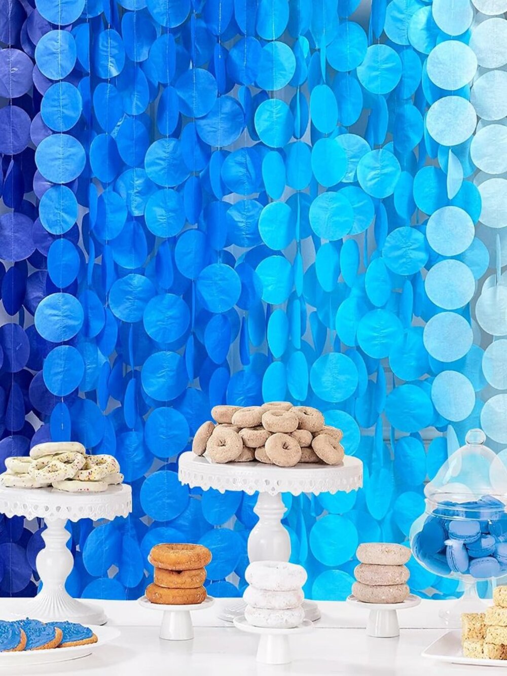 205 Ft Blue Party Decorations Ombre Navy Circle Dot Backdrop Streamer Royal Tiss